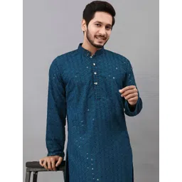 madhavwears Men Embroidered Thread Work Handloom Pathani Kurta image 2