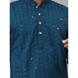 madhavwears Men Embroidered Thread Work Handloom Pathani Kurta image 4
