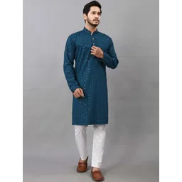 madhavwears Men Embroidered Thread Work Handloom Pathani Kurta image 1