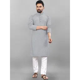 madhavwears Men Geometric Embellished Thread Work Handloom Kurta-picture-22