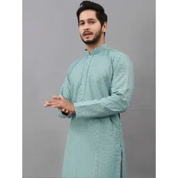 madhavwears Men Geometric Embroidered Thread Work Handloom Anarkali Kurta-picture-23
