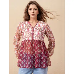 Madhuni Floral Print Puff Sleeve Georgette Top-picture-21