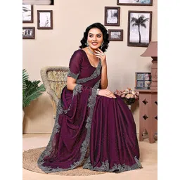 MADHUR HAND WORK ART Embellished Beads and Stones Saree-picture-25