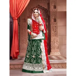 MADHUR HAND WORK ART Embroidered Sequinned Semi-Stitched Lehenga & Unstitched Blouse With Dupatta-picture-12