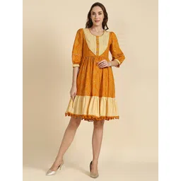 MADHURAM Mustard & Brown Printed Tunic-picture-17