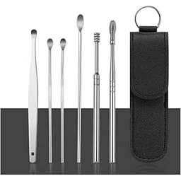 MADHYA 6 Pcs Earwax Removal Kit, Mini Portable Ear Scope Ear Curette Ear Wax Remover Tool, Ear Cleansing Tool Set, Small Size Stainless Steel Ear Cleaner, Painless Ear Pick, Easy to Use, Pack Of 6-picture-31