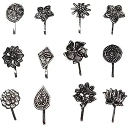 madiwale jewellers Navratri Nose Pin for Women and Girls – Traditional Oxidised Floral Nosepin Without Piercing | Jewellery Accessories | Birthday & Anniversary Gift-picture-24