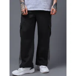 MADSTO Men Colour-Blocked Cotton Loose Fit Cargo Trousers-picture-42