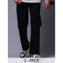 MADSTO Men Pack Of 2 Cotton Mid-Rise Relaxed-Fit Cargo Trackpants-picture-42