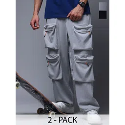 MADSTO Men Pack Of 2 Mid Rise Loose Fit Track Pants-picture-33