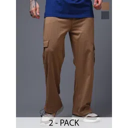 MADSTO Men Pack Of 2 Mid Rise Relaxed Fit Cargos Track Pants-picture-28