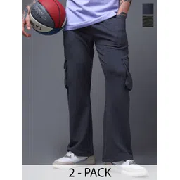 MADSTO Men Pack Of 2 Relaxed Fit Mid-Rise Cargo Track Pants-picture-44