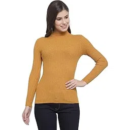 mafadeny fashion for her Mafadeny Women Winter wear Musterd High Neck Pullover Mustard-picture-54
