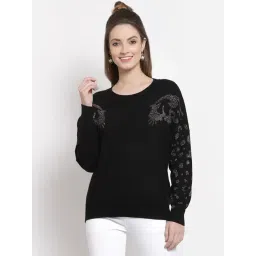 Mafadeny Black Embellished Round Neck Sweater-picture-10