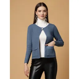 Mafadeny Blue Regular Fit Shrug-picture-17