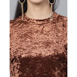 Mafadeny Embellished Round Neck Bling & Sparkly Knitted A-Line Dress image 2