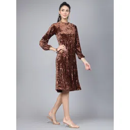 Mafadeny Embellished Round Neck Bling & Sparkly Knitted A-Line Dress image 3