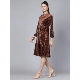 Mafadeny Embellished Round Neck Bling & Sparkly Knitted A-Line Dress image 4