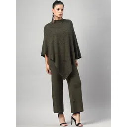 Mafadeny Embellished Round Neck Poncho With Trousers Co-Ords-picture-16