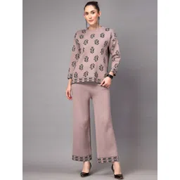 Mafadeny Embroidered Round Neck Top With Trousers Co-Ords image 1