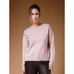 Mafadeny Floral Embellished Round Neck Long Sleeves Pullover Sweater-picture-19