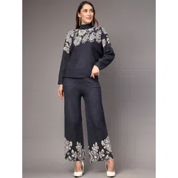 Mafadeny Floran Printed High Neck Top With Trousers Co-Ords-picture-12