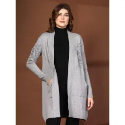 Mafadeny Grey Regular Fit Embroidered Shrug-picture-34