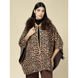Mafadeny Khakhi Regular Fit Poncho-picture-42