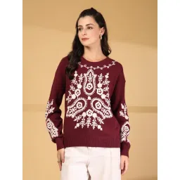 Mafadeny Maroon Regular Fit Pullover-picture-35
