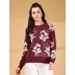 Mafadeny Maroon Regular Fit Sweater-picture-24