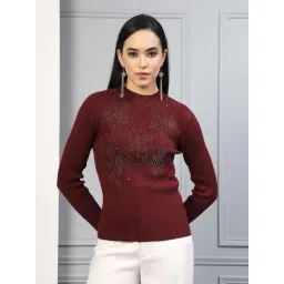Mafadeny Maroon Regular Fit Sweater-picture-24