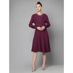 Mafadeny Wine Regular Fit Self Design Dress-picture-23