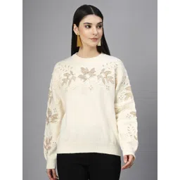 Mafadeny Women Floral Embroidered Pullover Sweaters-picture-36