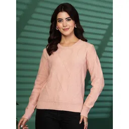 Mafadeny Women Self Design Pullover Ribbed Sweaters-picture-24