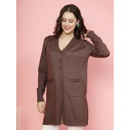 Mafadeny Women Solid Longline Front Open Sweater-picture-22