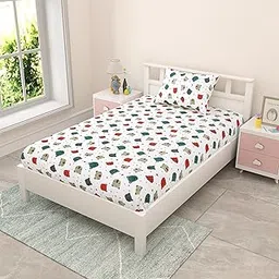 Mafatlal CooCoo Cotton Bedsheet Single Bed Baby | 90 x 60 Inches |Gentle, Skin-Safe, Pure Cotton | 144 TC | Nursery Print Designs | Teal-image-11