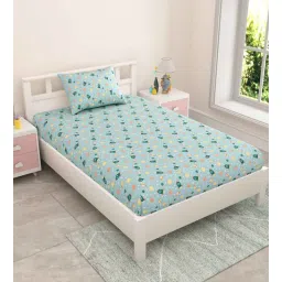 Green Kids 144 TC Character Kids Single Bedsheet With 1 Pillow Cover-image-13