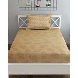 mafatlal 125 GSM Leaf Print Single Bedsheet with Pillow Cover-picture-44