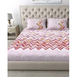 mafatlal 186 TC Chevron Print Cotton King-Size Bedsheet with Pillow Covers-picture-20