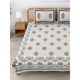 MAFATLAL Sanskriti White Printed Pure Cotton 144 TC King Bedsheet Set 2.34 m x 2.7 m-image-17