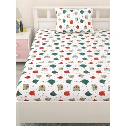 MAFATLAL White Cartoon Characters Printed Pure Cotton 144 TC Single Bedsheet Set-image-20