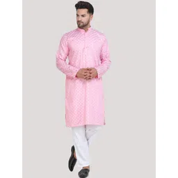 MAG Men Pink Kurta with Pyjamas-picture-18