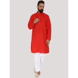 MAG Men Solid Cotton Straight Kurta with Pyjamas-picture-30