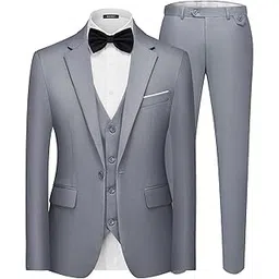 Men's 3 Pieces Suit Elegant Solid One Button Slim Fit Single Breasted Party Blazer Vest Pants Set-image-40