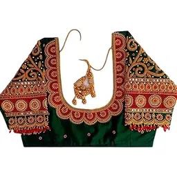 Maggam aari Hand Made Heavy Work Blouse Piece - 1 Meter unstriched Heavy Blue-picture-49