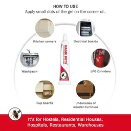 Magic Dots Cockroach Killer Gel Pack of 4 x 20g - Anti Cockroach Gel for Home Kitchen - Natural Herbal Ingredients - Effective Cockroach Gel for Pest Control - Convenient Gel Application image 4