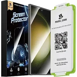 MAGIC JOHN 2 Pack Screen Protector for Samsung Galaxy S23 Ultra - Ceramic Film, Fingerprint ID Compatible, Easy Installation, Shock-Resistant, 3D Curved, Bubble Free-image-23
