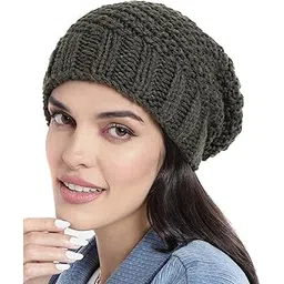 magic needles Handmade Dotted Slouch Beanie for Men or Women | Crocheted with Woolen Yarn | Earwarmer Hat Earcap Earcover Soft Headwrap Warm Winter Accessories-picture-30