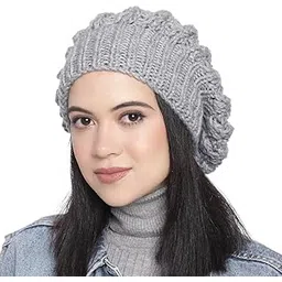 magic needles Winter Woolen Cap (Handmade Womens Slouchy Shroom Beanie (Light Grey FBA)-picture-36