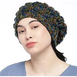 Magic Needles - Winter Woolen Cap (Handmade Womens Slouchy Shroom Beanie (Multi 1)-picture-32